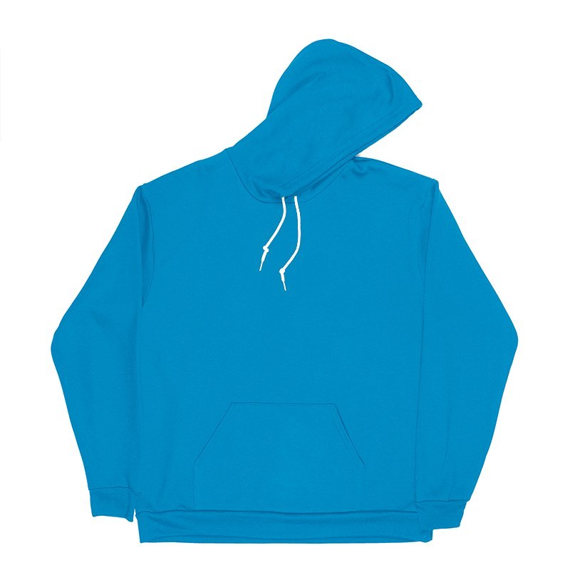 Hoodie azul con capucha, listo para personalizar con logo